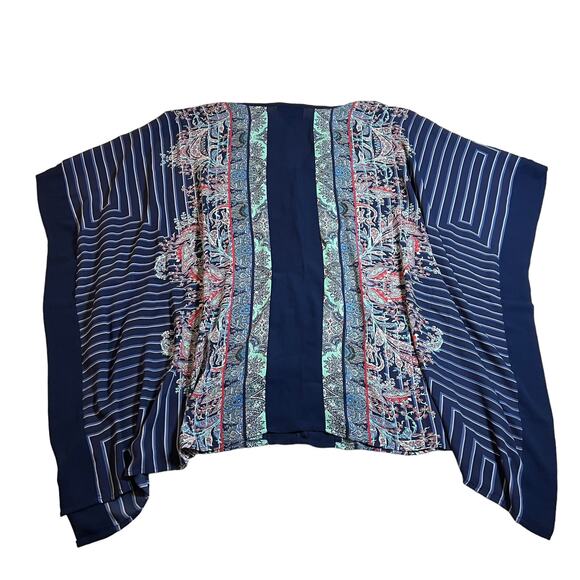 Romeo and Juliet Couture Short Sleeve Stripe Paisley Relax Fit Kaftan Top NEW - Picture 3 of 7